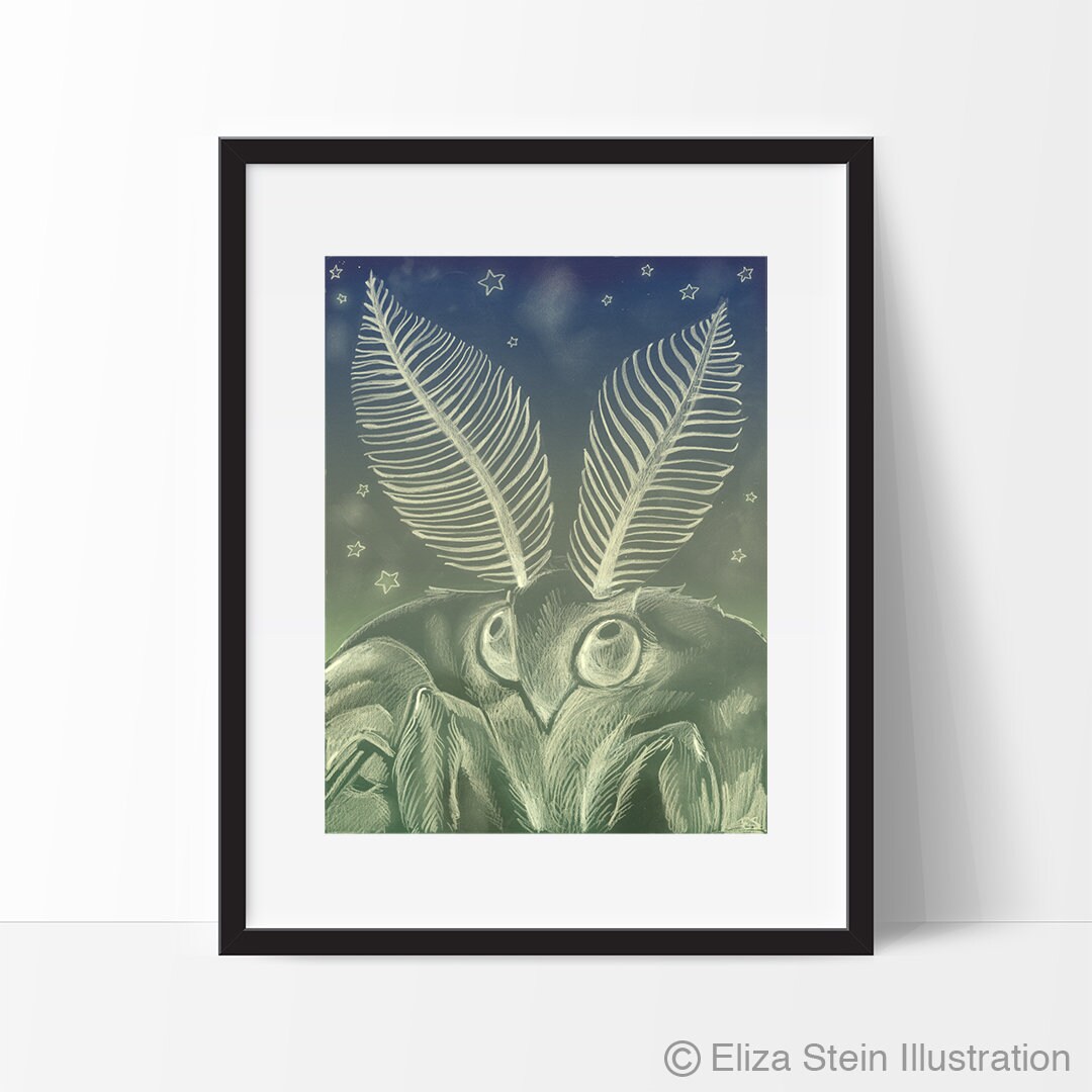 Luna Moth Portrait Art Print, Closeup Insect Illustration - Etsy