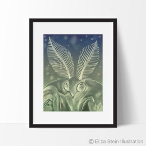 Portrait of a Luna Moth Art Print, Insect Wall Art, Invertebrate Illustration, Whimsigoth, Kids Room Decor