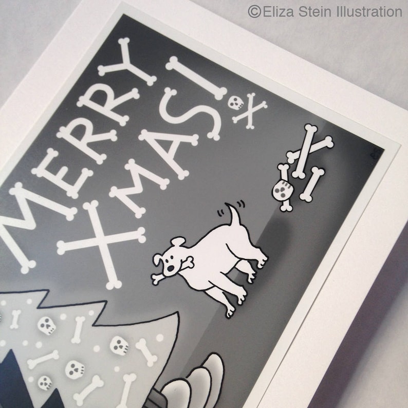 Grim Reaper Christmas Card, 5x7, Merry Christmas, Merry Xmas, Morbid, Black and White, Creepy Cute, Spooky Goth Card image 4