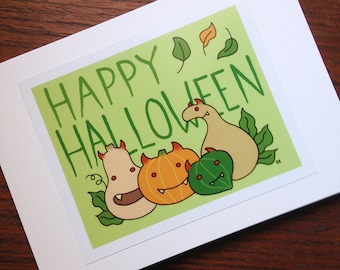 Vampire Gourds Halloween Card, Squash Demons Greeting Card, Happy Halloween, Fall Greeting Card, Autumn, Pumpkin, Blank Card