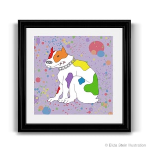 Rainbow Bulldog LGBTQ Pride Mini Art Print, Queer, Gay, and Lesbian Art, Dog Art, 5x5 Square Art