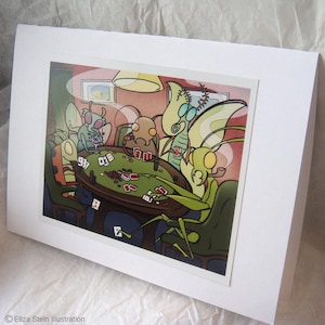 Insects Playing Poker, Funny Blank 5x7 Greeting Card, Bugs Gambling, Gaming Card, Friendship Card