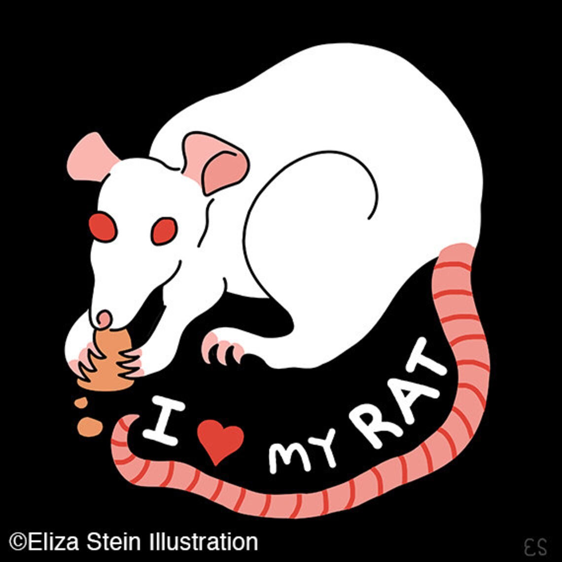 I Love My Rat Art Print Square 10x10 Cute White Albino Rat Etsy