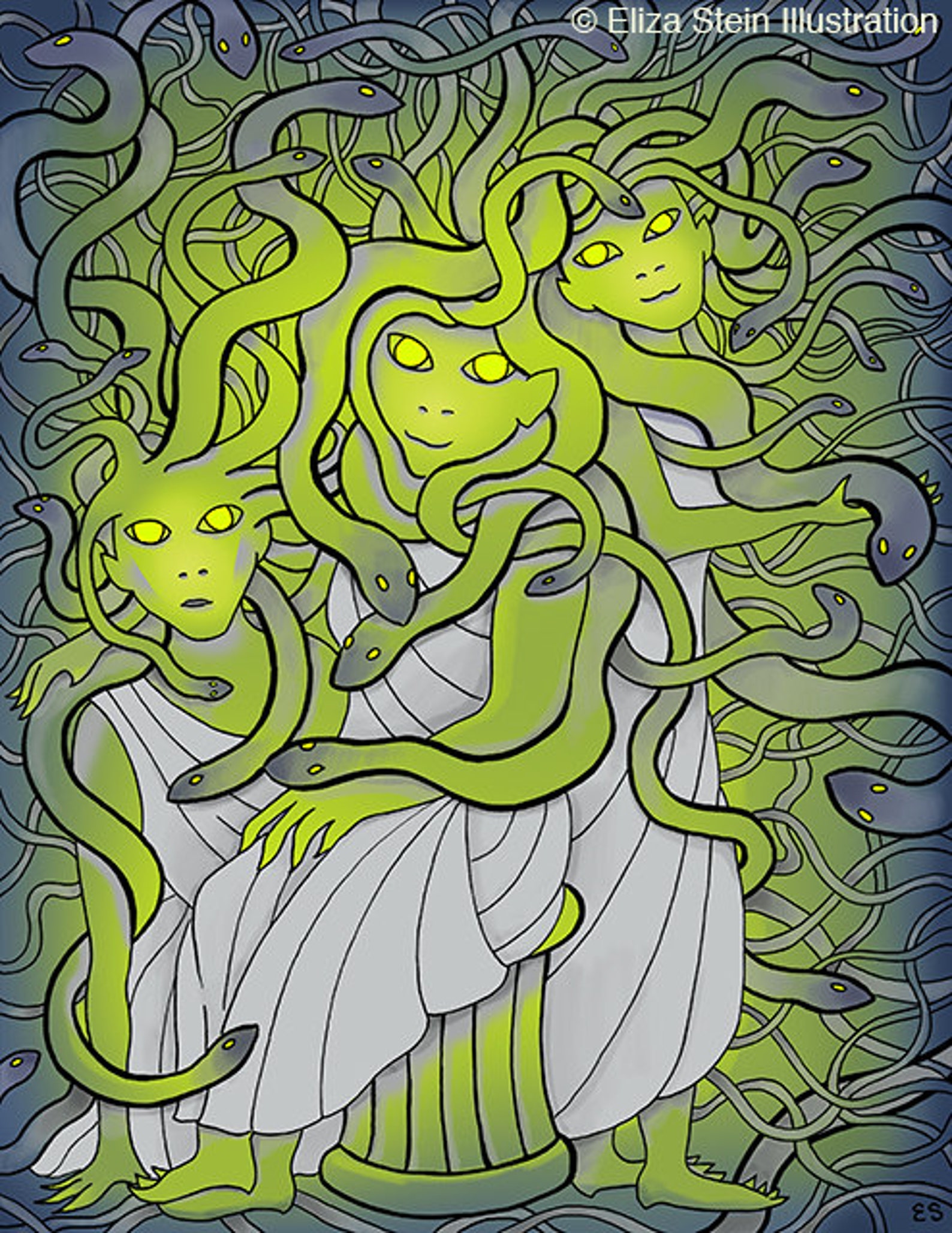 Medusa and the Gorgon Sisters Art Print, Ancient Greek Mythology ...