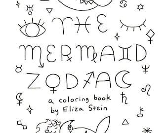 Printable Mermaid Zodiac Coloring Book, Astrology, Zodiac Signs, Mermaid Art, Easy Coloring Pages for Adults, Children, and Beginners