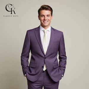 Men’s Purple 2-Piece Suit | Custom-Tailored Wedding & Formal Wear | Perfect for Grooms, Events and Dinners | Elegant Gift for Him