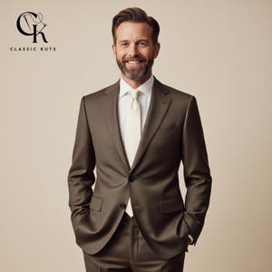 Men’s Brown 2-Piece Suit | Custom-Tailored Wedding & Formal Wear | Perfect for Grooms, Events and Dinners | Elegant Gift for Him