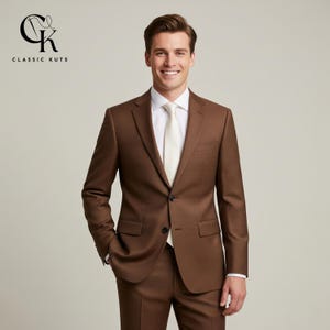 Men’s Rust 2-Piece Suit | Custom-Tailored Wedding & Formal Wear | Perfect for Grooms, Events and Dinners | Elegant Gift for Him