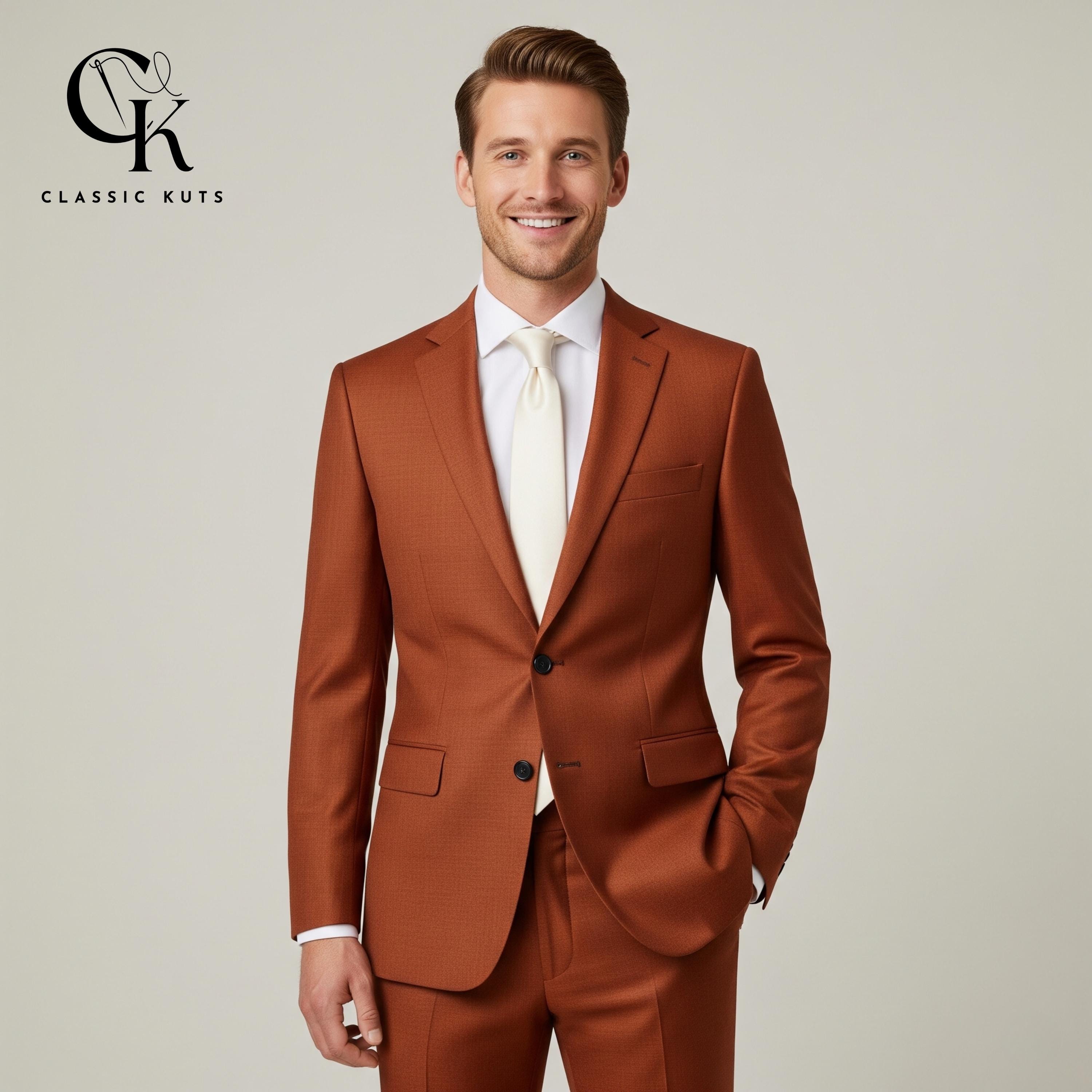 Mens Slim Fit Pants Burnt Orange - Etsy