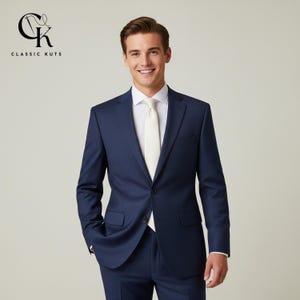 Men’s Midnight Blue 2-Piece Suit | Custom-Tailored Wedding & Formal Wear | Perfect for Grooms, Events and Dinners | Elegant Gift for Him