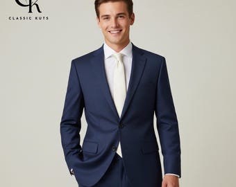 Custom Tailored Midnight Blue Suit: Slim Fit Wedding & Formal Wear