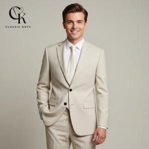 Men’s Ivory 2-Piece Suit | Custom-Tailored Wedding & Formal Wear | Perfect for Grooms, Events and Dinners | Elegant Gift for Him