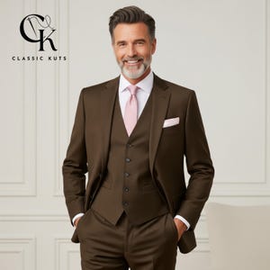 Kaffeebrauner 3-teiliger Anzug für Herren | Maßgeschneiderte Hochzeit & Abendkleidung | Perfekt für Bräutigame, Veranstaltungen und Abendessen | Elegantes Geschenk für Ihn