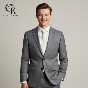 Men’s Steel Gray 2-Piece Suit | Custom-Tailored Wedding & Formal Wear | Perfect for Grooms, Events and Dinners | Elegant Gift for Him