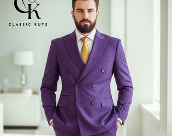 Custom-Tailored Purple Double Breasted Suit: Wedding & Formal Wear