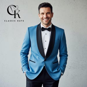 Men’s Sky Blue Tuxedo 2-Piece Suit | Custom-Tailored Wedding & Formal Wear | Perfect for Grooms | Elegant Gift for Him