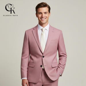Men’s Pink 2-Piece Suit | Custom-Tailored Wedding & Formal Wear | Perfect for Grooms, Events and Dinners | Elegant Gift for Him