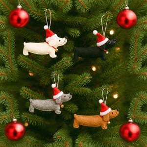 Dachshund Christmas Tree Ornament Handmade Christmas Tree Decorations Felt Christmas Ornaments Felt Christmas Ornament Holiday Felt decor