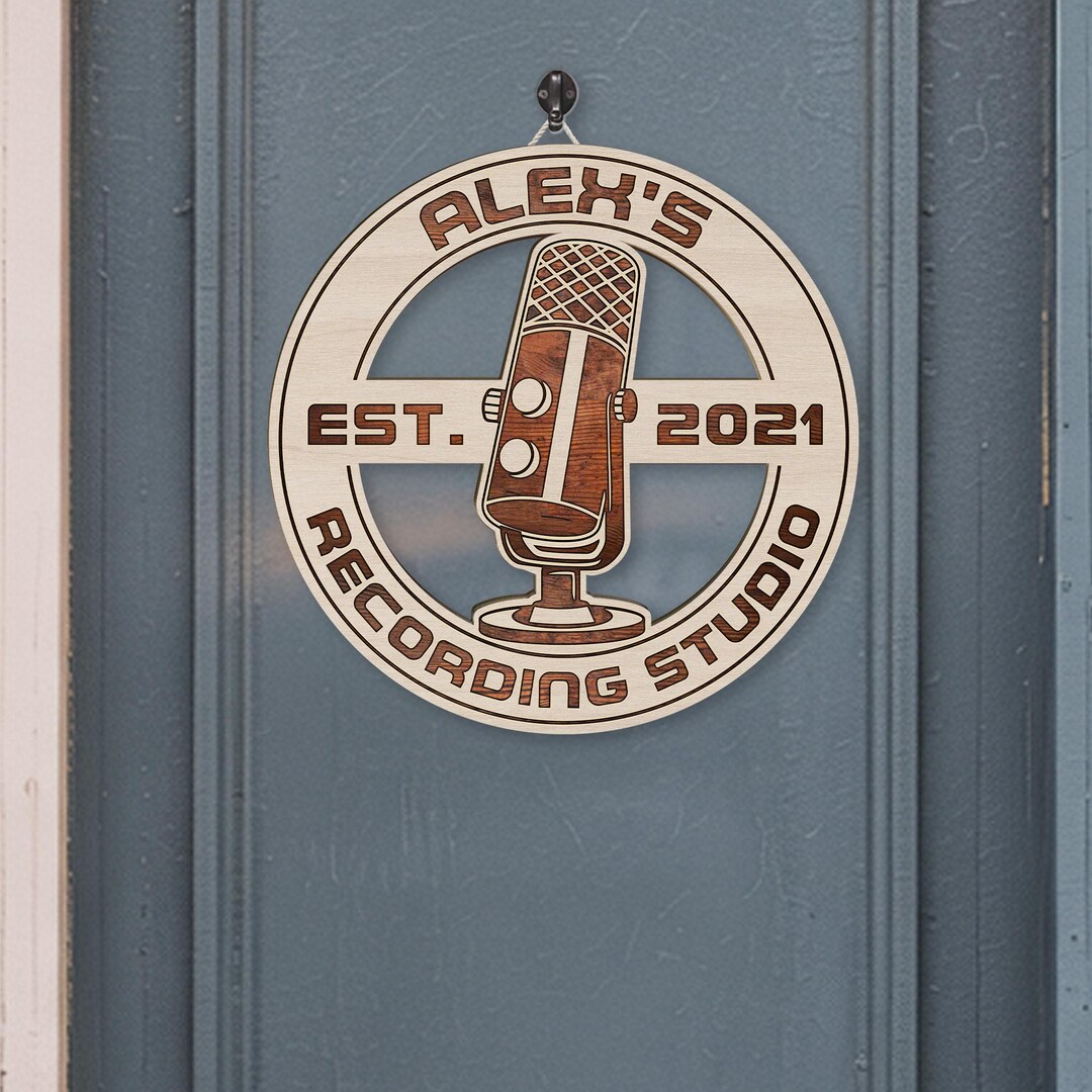 Custom Podcast Studio Door Sign, Personalized Microphone Sign ...