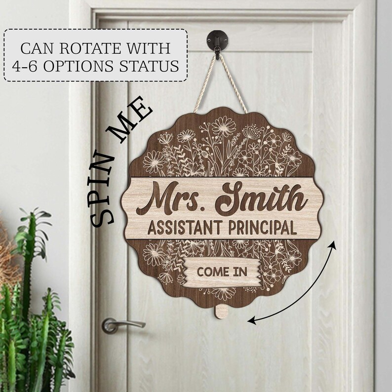 Assistant Sign Personalized Door Sign With Rotating Status | Custom Assistant ...