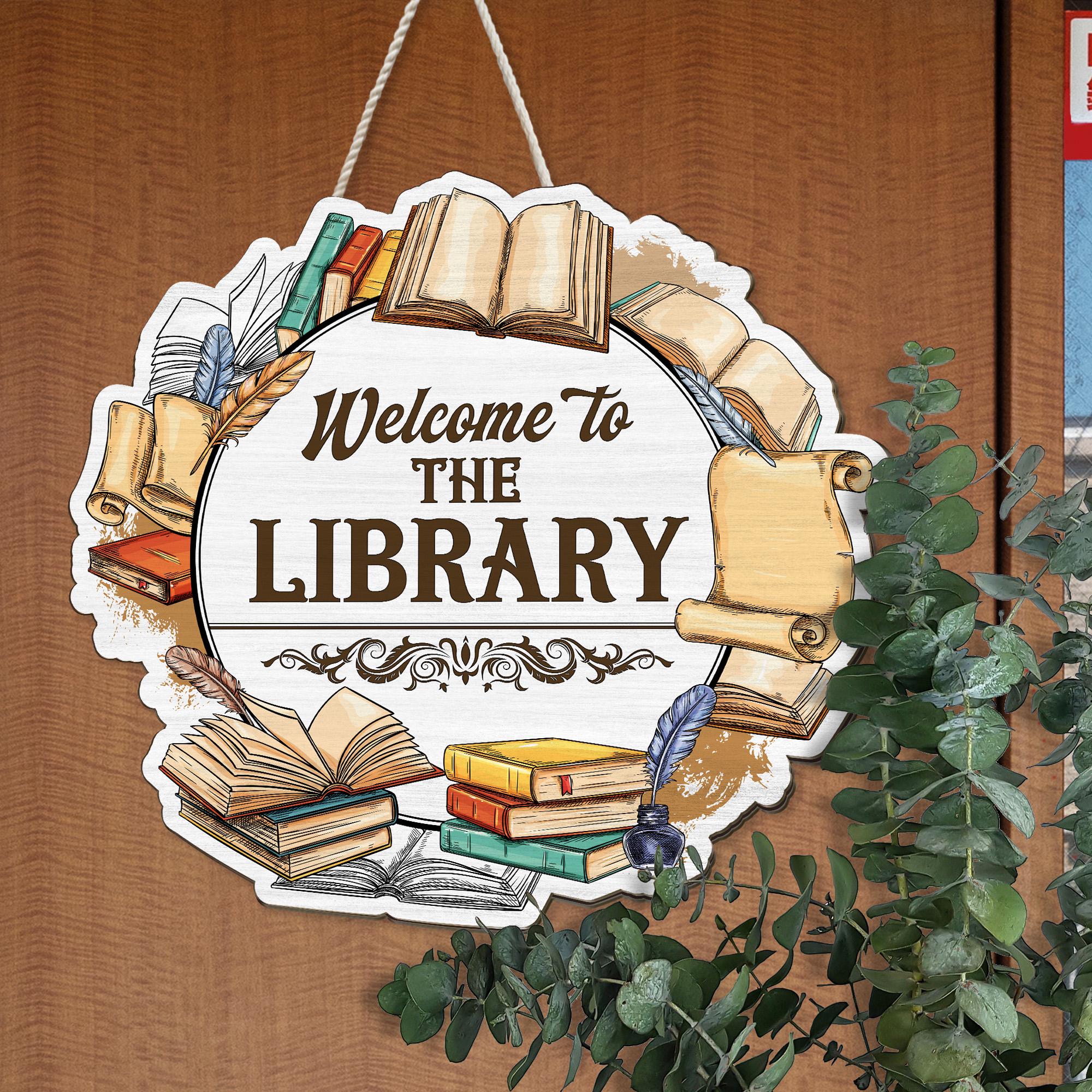 Personalized Library Door Sign, Custom Librarian Office Sign, Reading ...