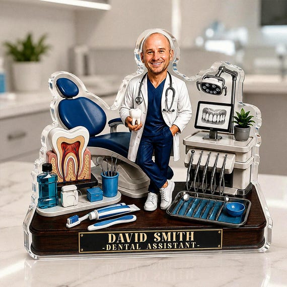 Personalized Dental Assistant Acrylic Block, Custom Portrait Dental Assistant Gift, Dental Office Desk Decor, Dental Keepsake