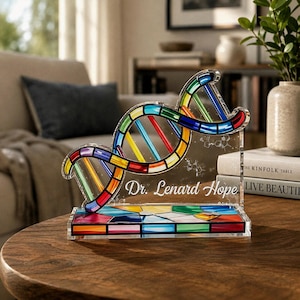 Personalized DNA Acrylic Block, Custom DNA Shape Science Gift, Geneticist Desk Decor, Biology Lab Gift, Science Teacher Keepsake