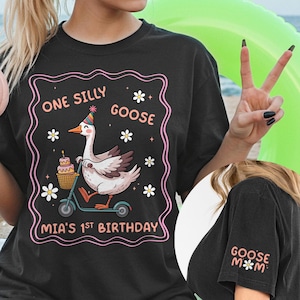Birthday Goose Baby Shirt, One Silly Goose Birthday Shirt, Custom 1st Birthday Family Matching Shirts Funny Goose Birthday Party Outfit