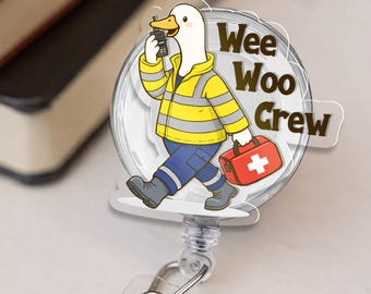 Funny EMS Paramedic Badge Reel, Ambulance Night Shift ID Holder, First Responder Gift, EMT Paramedic Badge Clip, Medical Worker Humor Reel