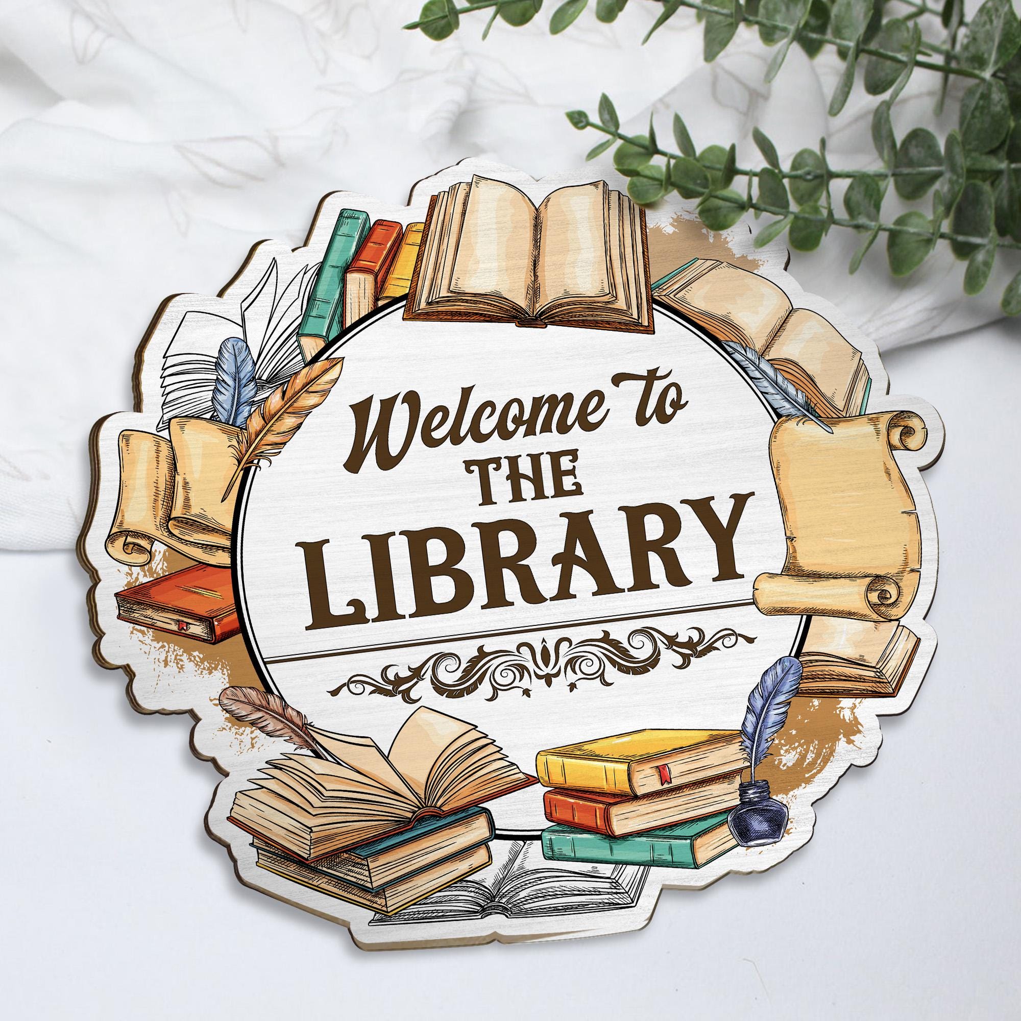 Personalized Library Door Sign, Custom Librarian Office Sign, Reading ...