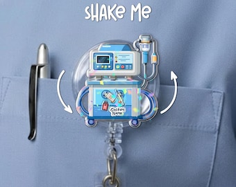 Anesthesia Machine Shaker Badge Reel, Anesthesiology Gift, Nurse CRNA MD Badge Holder, Cute Anesthesia Badge Reel for Medical Staff