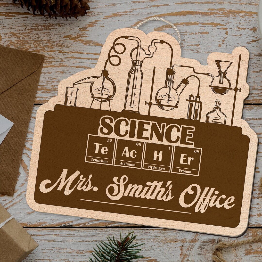 Personalized Science Teacher Door Sign – Custom Classroom Name Sign ...