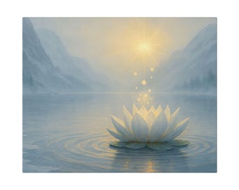 Zen Lotus Painting • Stretched Canvas Wall Art • Meditation Room Decor