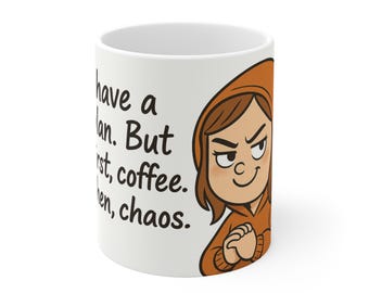 Tengo un plan – Taza de café • Taza divertida con humor sarcástico sobre productividad