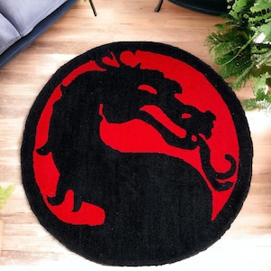 Mortal Fighter Round Rug – Handmade Gaming Carpet for Bedroom or Game Room