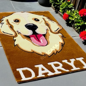 Custom Name Dog Handmade Rug - Personalised Pet Tufted Carpet