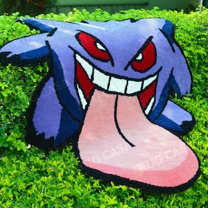 Gengar-Inspired Ghost Type Handmade Tufted Rug | Custom Anime Carpet