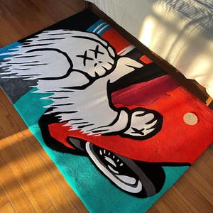 Handmade Streetwear Rug, Pop Art Tufted Carpet, Skateboard Inspired Rug, Hypebeast Room Decor, Custom Colorful Rug
