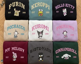 Custom Embroidered Kawaii Anime Sweatshirt, Retro Collegiate Y2K Style