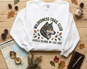 Custom Embroidered Wolf Wilderness Shirt, Hiking Nature Lover Gift, Outdoors Camper