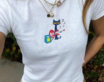 Camiseta de algodón orgánico para bebé con diseño de guitarra de Pete The Cat, con estampado de amante de la música