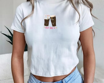 Guinness Baby Tee: Irish Beer Graphic, Y2K Crop Top
