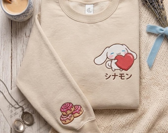 Embroidered Puppy Heart Sweatshirt, Anime Kawaii Japanese Apparel