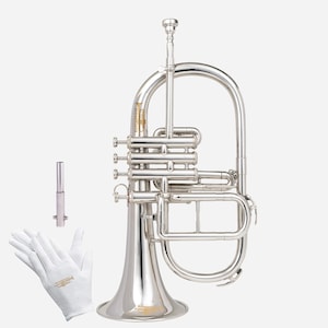 Flugelhorn 4-Valve Brass Musical Instrument with Sturdy Case 7C Mouthpiece Compact Trumpet for Orchestra,Solo,Ensemble
