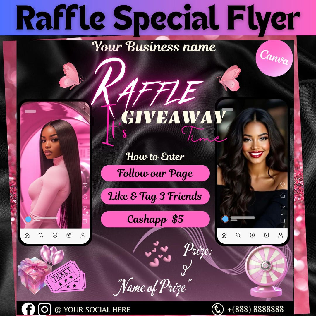 Beauty Raffle Editable Raffle Flyer Template: Beauty & Hair Salon Giveaway (digital ...