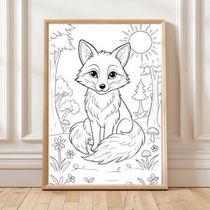 Niedliche Baby Fuchs Ausmalbilder | Jungle Art druckbare Kunst für Kinder | Spaß Digital Download | Kindergarten & Kleinkind Malvorlage