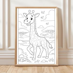 Cute Baby Giraffe Coloring Page | Jungle Animal Printable Art for Kids | Preschool Activity | Digital Download | Toddler Coloring Sheet
