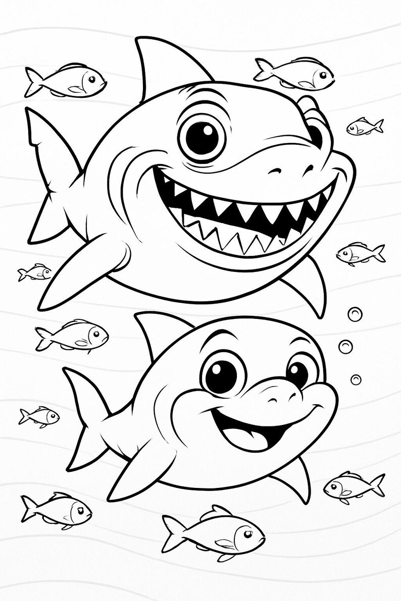 Cute Baby Shark Coloring Page – Printable Jungle Animal Art for Kids ...