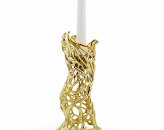 Portacandele conico ispirato alle radici - Finitura oro o argento