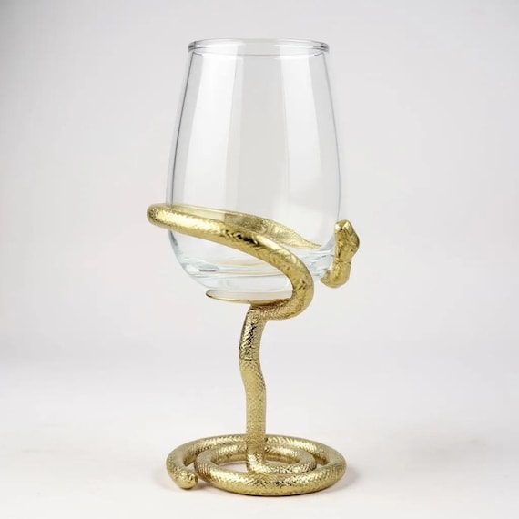 Set of 2/4 | Snake Wine Glasses Electro-formed Brass Stem, Statement  Barware - Etsy